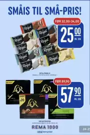 Rema 1000 kundeavis uke 39 Side 24: ROYAL PINNE-IS €25,00, LOR KAFFEKAPSEL €57,90