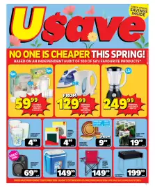 Usave catalogue Page 1: STARKE AYRES SEEDS €19,99, Stripe Mug/Soup Bowl/Dinner Plate €9,99