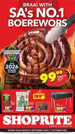 Shoprite catalogue Page 1: White Star Super Maize Meal €99,99, Koo Chakalaka Hot & Spicy with Beans €18,99