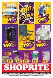 Shoprite catalogue Page 1: Spider Folding Chair With Pouch €179,99, Spring Flower Dinner Set €199,99