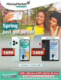 Checkers catalogue Page 1: Honor X5c €1.699,00, Honor T10 32GB €1.499,00