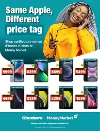 Checkers catalogue Page 8: Apple iPhone SE 2020 64GB €2.299,00, Apple iPhone XR 64GB €4.499,00