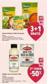 Delhaize folder week 39 Pagina 24: Olijfolie, saus of tomaten in blik €2,99, Soep in brikpack, in blik of in poeder €4,44