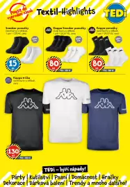 TEDi leták týden 39 Strana 6: Pouze do vyprodání zásob Sneaker ponožky různé barvy a velikosti, 1 pár = 7,50 Kč, cena balení