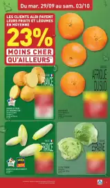Catalogue ALDI semaine 40 page 5: Du mar. 29/09 au sam. 03/10 LES CLIENTS ALDI PAYENT LEURS FRUITS ET LÉGUMES EN MOYENNE 23%