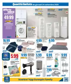 Volantino Eurospin Pagina 16: Asciugacapelli elegance 'Zephir' ZHB2001 €9,99, Set 2 cestini Tecno Acqua €4,99