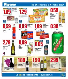 Volantino Eurospin Pagina 7: Vino rosato/bianco €0,89, Birra Premium Strong Doppio Malto €0,65