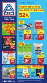 Folheto ALDI semana 40 Página 1: Golden Seafood filetes de salmão €4,29, Hambúrgueres Místos €6,99