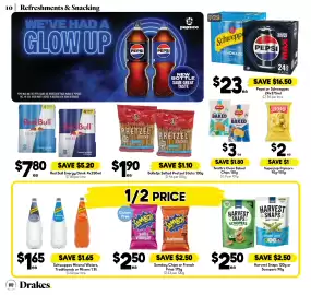 Drakes catalogue week 39 Page 10: Smith's Oven Baked Chips €3,00, Red Bull Energy Drink €7,80