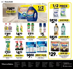 Drakes catalogue week 39 Page 22: No Vac Foam Carpet Sanitiser & Deodoriser €5,00, Dettol Disinfectant Wipes €7,80