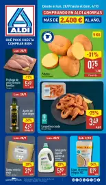 Folleto ALDI semana 40 Página 1: Patatas €0,75, Langostino cocido €3,49