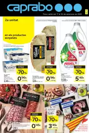 Catálogo Caprabo Página 1: Delicatapas gamma de xoriço o llonganissa ibèrica €0,45, Aguinamar pulpo salvaje cocido €3,45