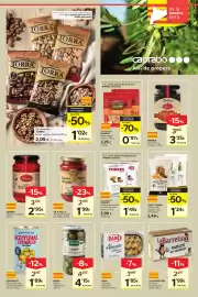 Catálogo Caprabo Página 15: Vila Vella Tomàquet fregit ecòlig €1,99, Torres patates xips amb gust de tòfona negra €1,49