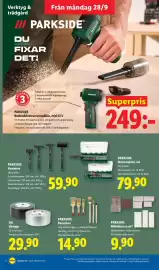 Lidl reklamblad vecka 40 Sida 17: Parkside Möbeltassar set €9,90, 3M Vävtejp €29,90