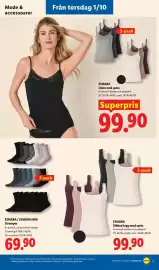 Lidl reklamblad vecka 40 Sida 22: Esmara Linne med spets €99,90, Esmara / Esmara men strumpor €69,90