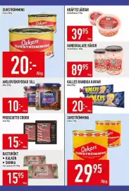 Matdax reklamblad vecka 39 Sida 9: Oskars surströmming €20,00, Lyx räkor handskalade €89,95