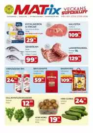 Matrix Butikerna reklamblad vecka 39 Sida 1: Arla vispgrädde 36% €24,95, Seabream €99,95