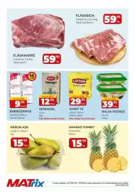 Matrix Butikerna reklamblad vecka 39 Sida 2: Pärön ask €15,95, Fläksida €59,95