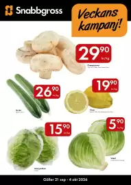 Snabbgross reklamblad Sida 1: Isbergssallad €15,90, Vitkål €5,90