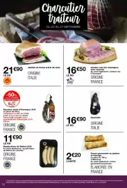 Catalogue Monop' page 16: Saucisse sèche d'Auvergne I.G.P. €6,74, Guanciale €16,90