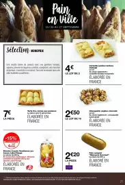 Catalogue Monop' page 21: Tarte fine carrée aux pommes €7,00, Chouquette pépites chocolat €2,50