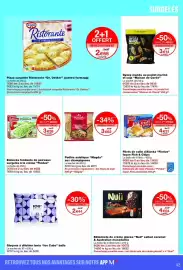 Catalogue Monop' page 43: Ice3 Balls €2,44, Findus Emincés fondants de poireaux €3,59