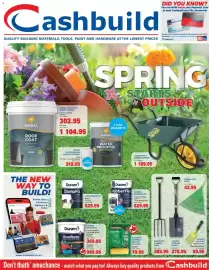 Cashbuild catalogue Page 1: Lasher Digging Spade €272,95, Academy Eezypile Roller Tray Set €79,95