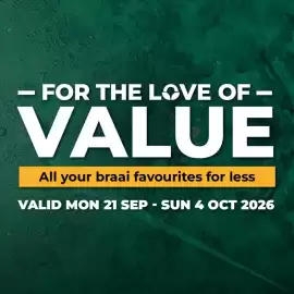 Food Lover's Market catalogue Page 1: FOR THE LOVE OF- VALUE All your braai favourites for less VALID MON 21 SEP-SUN 4 OCT