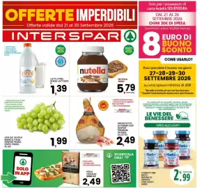 Volantino Interspar Pagina 1: Uva da tavola bianca Italia Despar Passo €1,99, Latte Zymil senza lattosio €1,39
