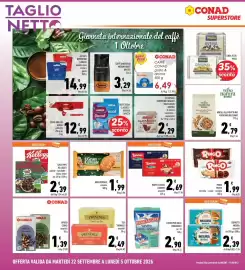 Volantino Conad Superstore Pagina 18: Caffè decaffeinato classico intenso Lavazza, Muesli alla Pruna Verso Natura Conad €2,79