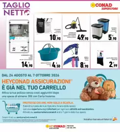 Volantino Conad Superstore Pagina 30: Ombrelli Perletti €8,90, Bacinella ovale Stella con manici €4,50