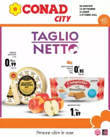 Volantino Conad City Pagina 1: Formaggio Montasio DOP €0,99, Mele Nicoter-Kanzi €1,89