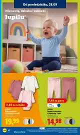 Lidl gazetka tydzień 40 Strona 26: Body niemowlęce z biobawełny €19,99, LUPILU Spodnie niemowlęce z biobawełny €14,98