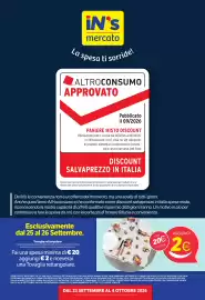 Volantino In'S Mercato Pagina 1: La iN's mercato a spesa ti sorride! ALTROCONSUMO APPROVATO Pubblicato il 09/2026 PANIERE