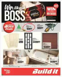 Build It catalogue Page 1: Aluminium Entrance Door €3.499,99, Roll Up Garage Door €1.599,99