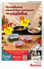 Folheto Auchan Página 1: 22 setembro a 6 outubro 2026 Os melhores na cozinha. momentos começam POUPE 33% 11,99€ Vidro Azul