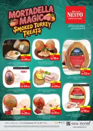 Nesto catalogue Page 1: MORTADELLA MAGICO SMOKED TURKEY TREATS ALMASA النعمة) Smoked The key النعمة) صدر ديك رومي فان Sked