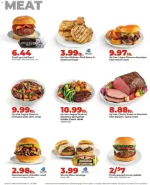 Hy-Vee weekly ad week 39 Page 11: Hy-Vee Choice Reserve boneless beef bottom round roast €8,88, All-natural ground beef €6,44