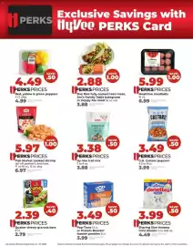 Hy-Vee weekly ad week 39 Page 5: Dos Rios fully cooked taco meat €2,88, Hy-Vee trail mix €3,38