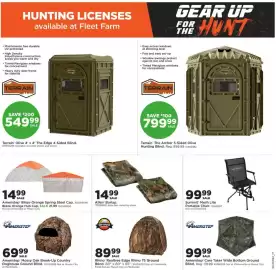 Mills Fleet Farm weekly ad Page 9: Ameristep blaze orange spring steel cap €14,99, Allen Burlap €14,99