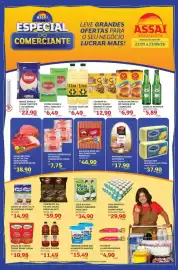 Encarte Assaí Atacadista Página 1: Campo verde - ovos brancos grandes €29,90, Itambé - creme de leite 10,1% de gordura €14,90