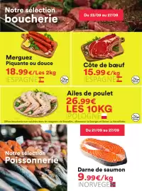Catalogue Hmarket semaine 39 page 2: Côte de bœuf €15,99, Merguez €18,99