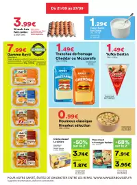 Catalogue Hmarket semaine 39 page 5: La laitière Crème dessert €3,74, Hmarket sélection Houmous classique €0,99