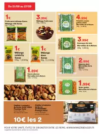 Catalogue Hmarket semaine 39 page 7: Merveilles de la Nature Raisin golden €1,99, Xanos Mélanges de fruits secs €1,00