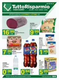 Volantino Tutto Risparmio Cash&Carry Pagina 1: Valgrana formaggio scelto €9,99, Ace Detersivo Lavatrice Liquido €5,89