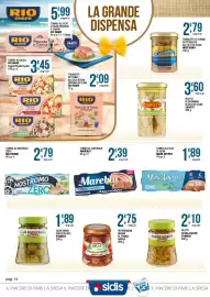 Volantino Sidis Pagina 14: Tonno al naturale Nostromo Zero €2,79, Peperoncini Ripieni al Tonno Saclà €2,75