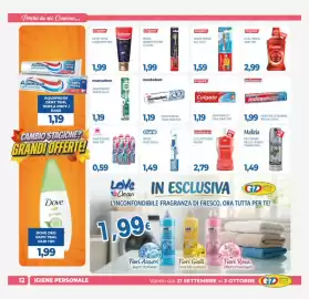 Volantino GeD Shopping Pagina 12: Dentifricio Mentadent €1,19, Iodosan protezione globale €1,99