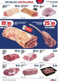 Volantino Adhoc Pagina 11: Lombo con cotenna di suino €3,85, Entrecôte di bovino adulto €20,95