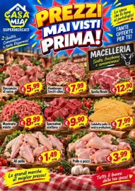 Volantino A Casa Mia Pagina 7: Hamburger farciti suino €7,99, Spezzatino scottona €9,90