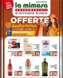 Volantino La Mimosa Supermercati Pagina 1: Pasta formati classici Rummo €0,75, Passata vellutata Valfrutta €0,89
